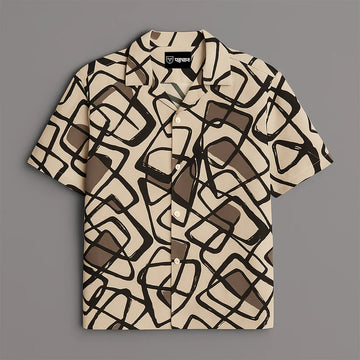 Brown Printed Half Sleeve Shirt