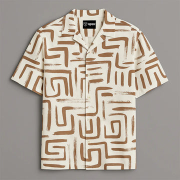 Cream Printed Half Sleeve Shirt