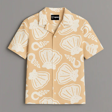 Cream Printed Half Sleeve Shirt
