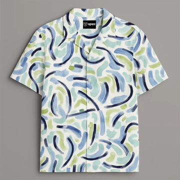 Green Abstract Printed Half Sleeve Shirt