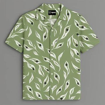 Green Printed Half Sleeve Shirt