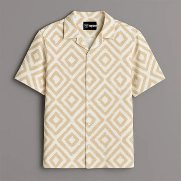 Beige Printed Half Sleeve Shirt