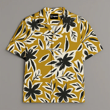 Mustard Printed Half Sleeve Shirt