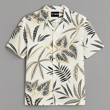 Off White Printed Half Sleeve Shirt