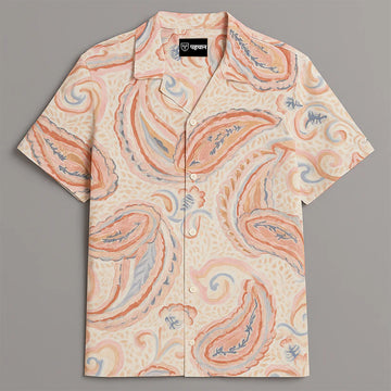 Peach Paisley Printed Half Sleeve Shirt