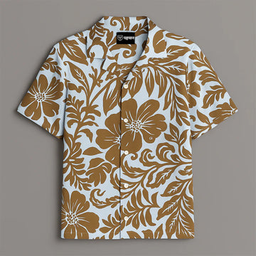 Sky And Brown Printed Half Sleeve Shirt