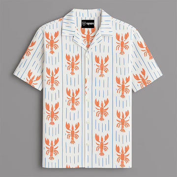 White Lobster Printed Half Sleeve Shirt