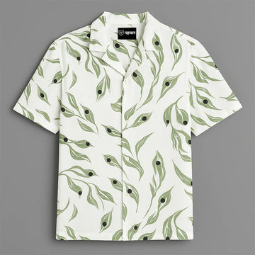 White Printed Half Sleeve Shirt