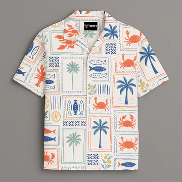 White Printed Half Sleeve Shirt