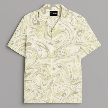 Yellow Marble Printed Half Sleeve Shirt