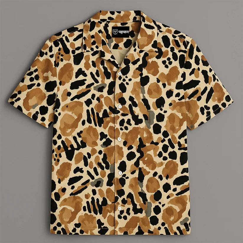 Brown Printed Half Sleeve Shirt