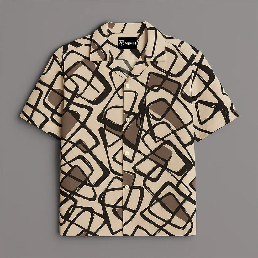 Brown Printed Half Sleeve Shirt