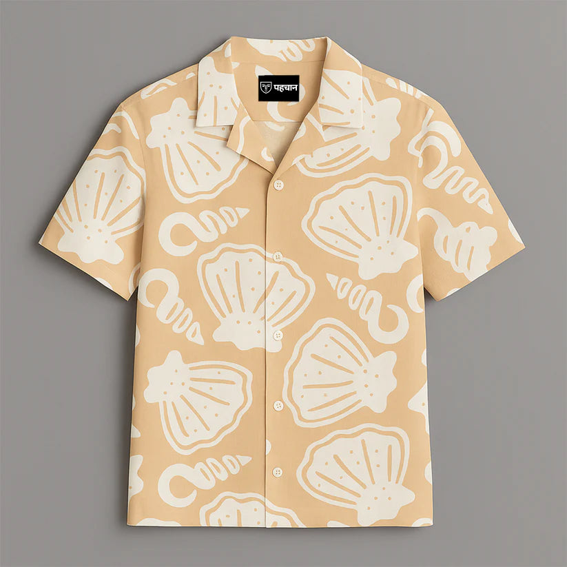 Cream Printed Half Sleeve Shirt