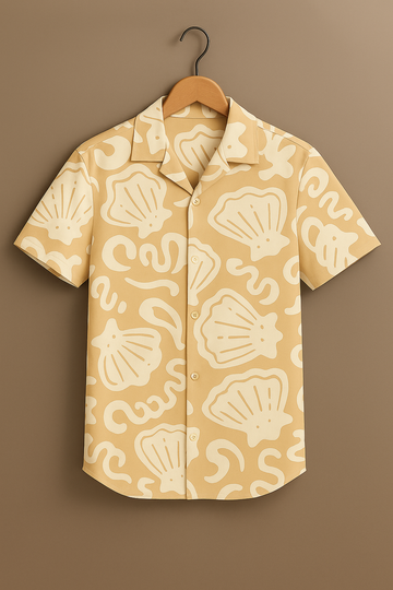 Cream Printed Half Sleeve Shirt