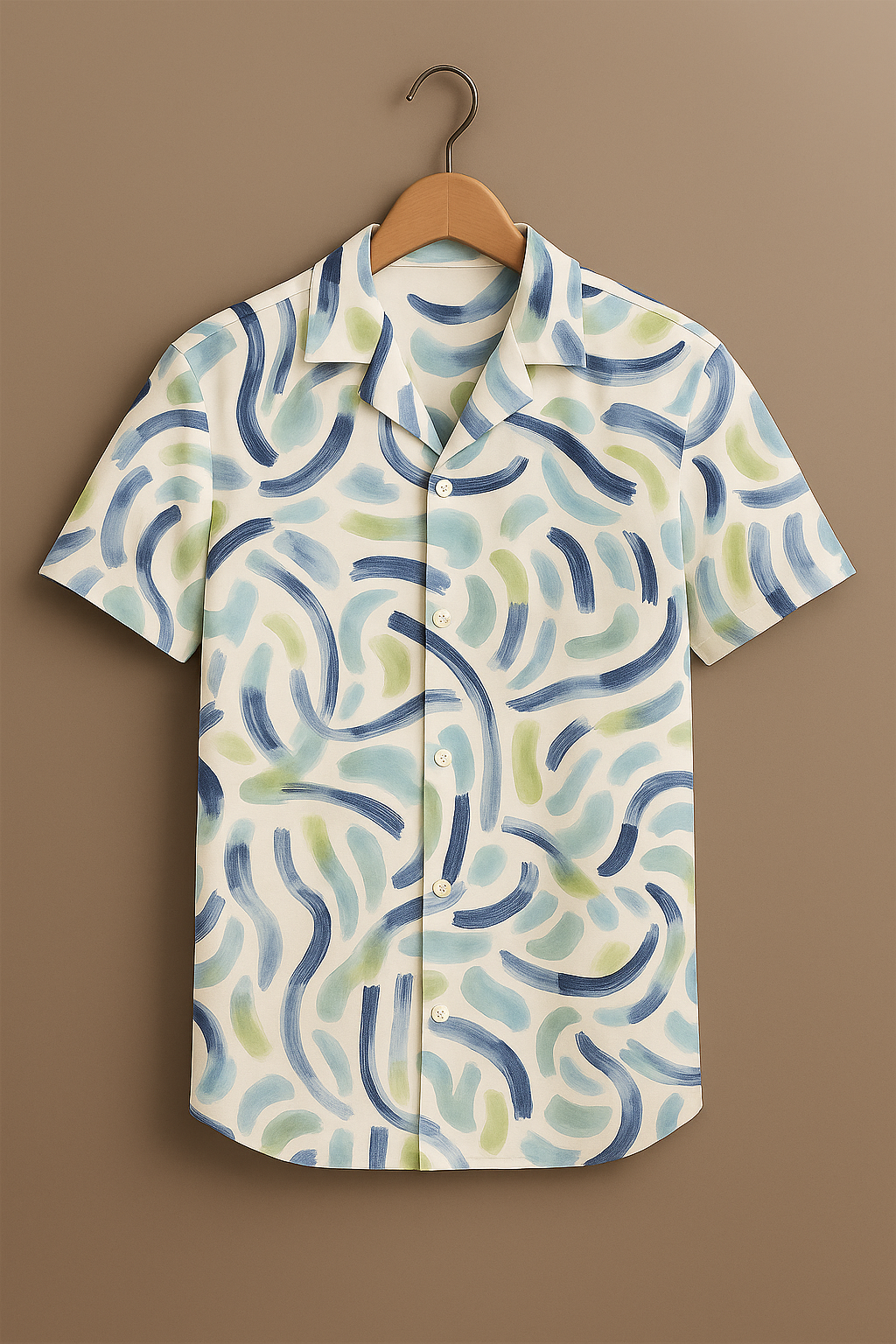 White Abstract Brushstroke Cotton Shirt