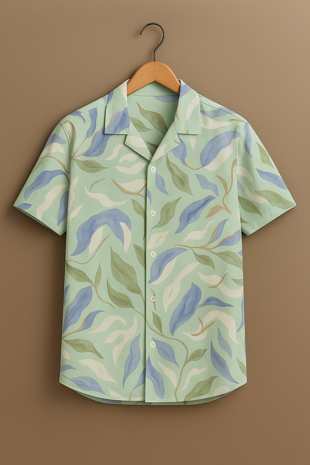 Green Leaf Printed Half Sleeve Shirt