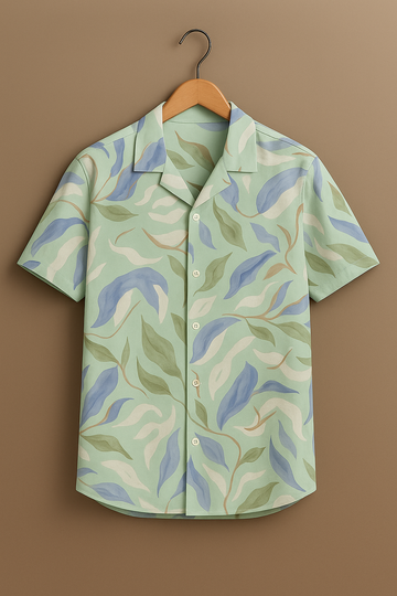 Green Leaf Printed Half Sleeve Shirt