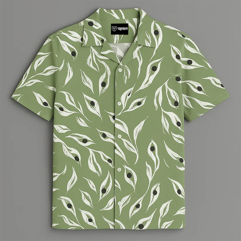 Green Printed Half Sleeve Shirt