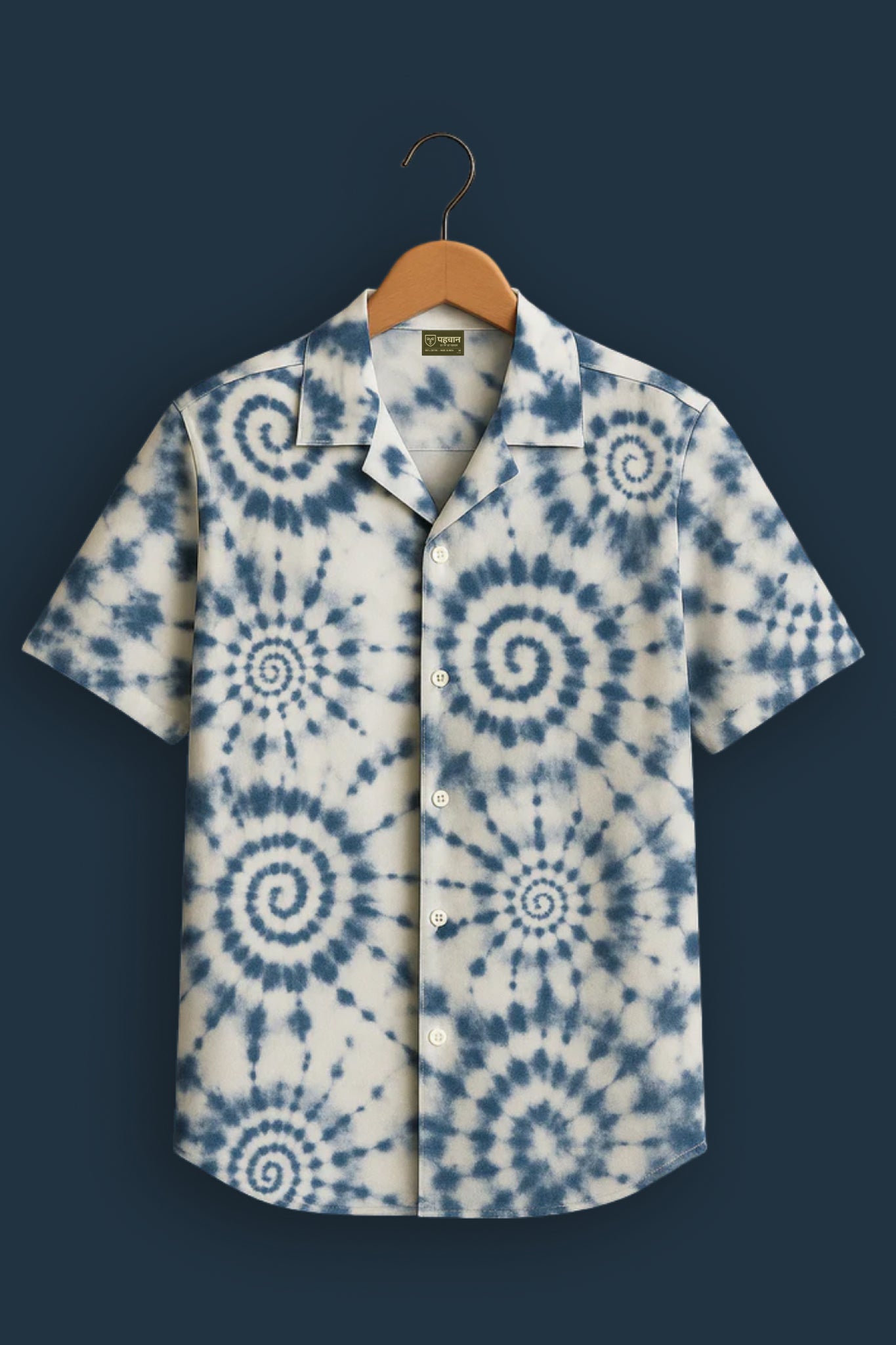 Navy Blue Printed Half Sleeve Shirt
