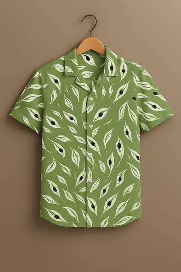 Green Printed Half Sleeve Shirt