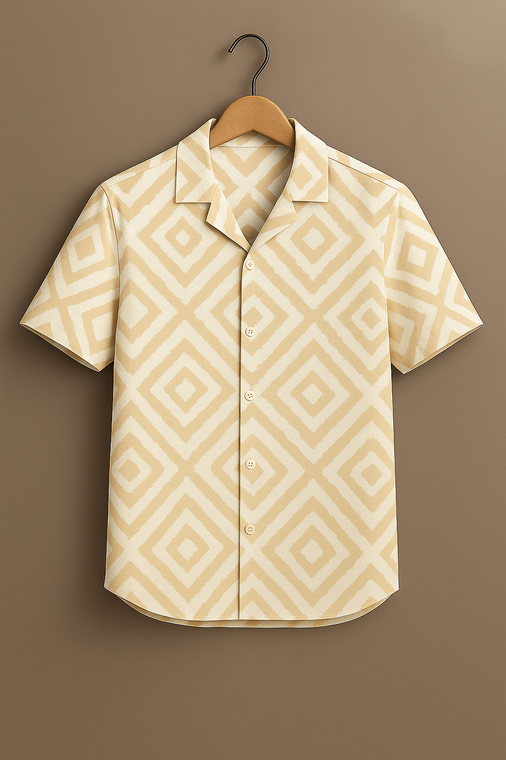 Beige Printed Half Sleeve Shirt