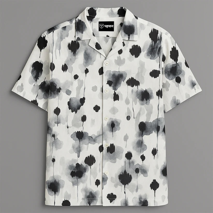 Grey Printed Half Sleeve Shirt