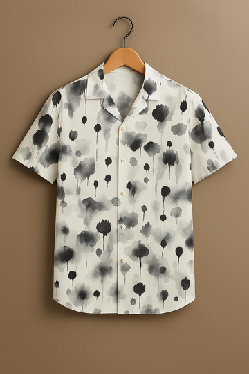 Grey Printed Half Sleeve Shirt