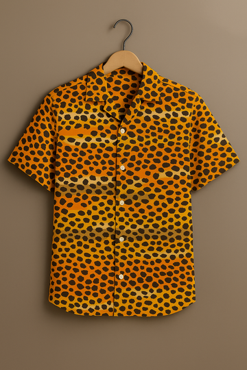 Orange Polka Dot Print Cotton Shirt