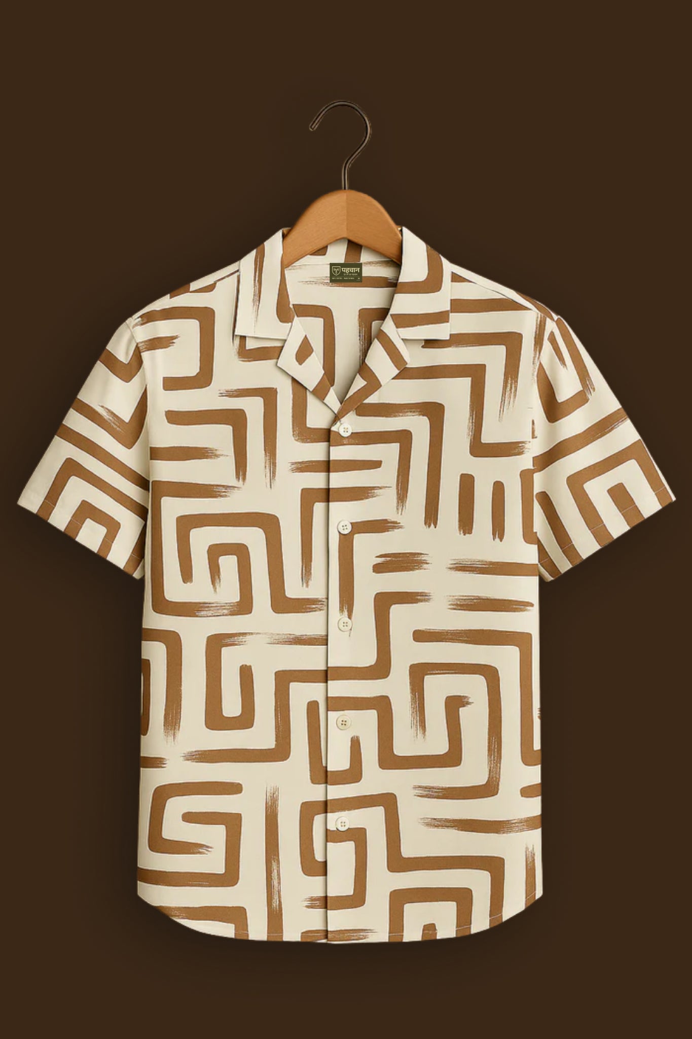 Cream Printed Half Sleeve Shirt