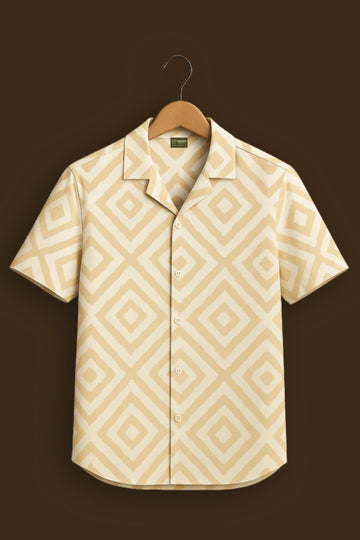 Beige Printed Half Sleeve Shirt