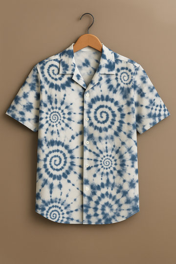 Navy Blue Printed Half Sleeve Shirt