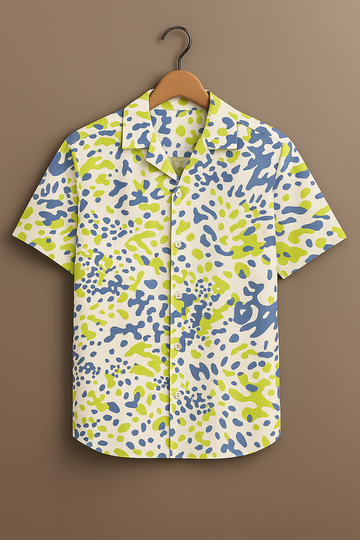 Blue & Green Abstract Print Cotton Shirt