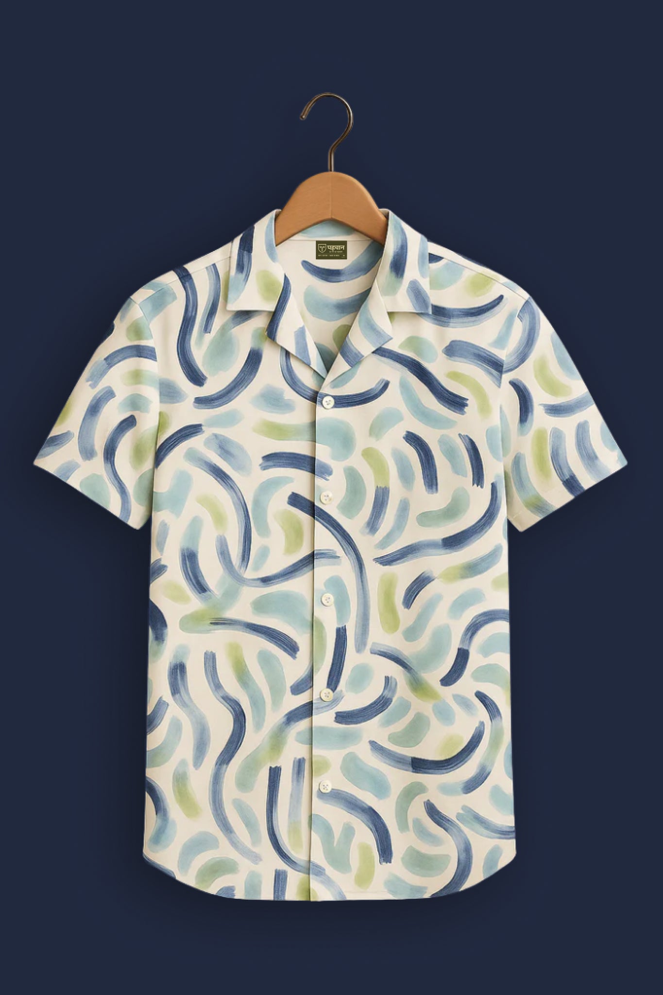 White Abstract Brushstroke Cotton Shirt