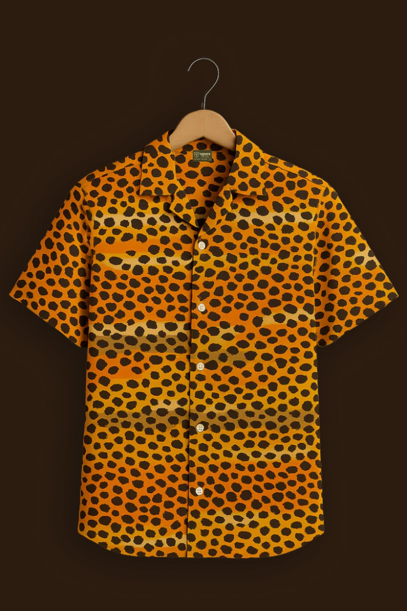 Orange Polka Dot Print Cotton Shirt