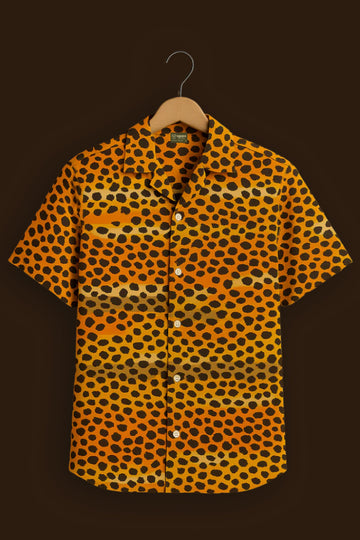 Orange Polka Dot Print Cotton Shirt