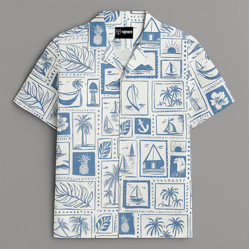 White Printed Half Sleeve Shirt