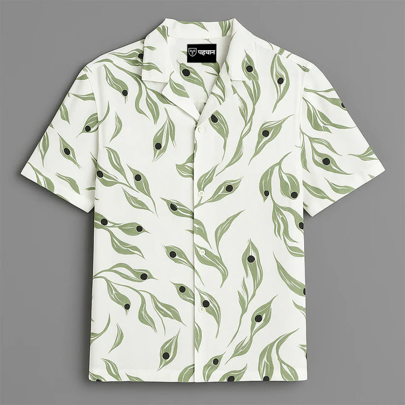 White Printed Half Sleeve Shirt