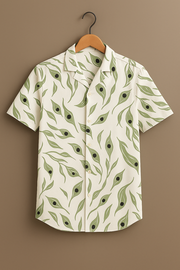 White Printed Half Sleeve Shirt