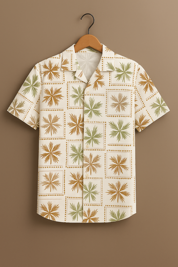 White Printed Half Sleeve Shirt
