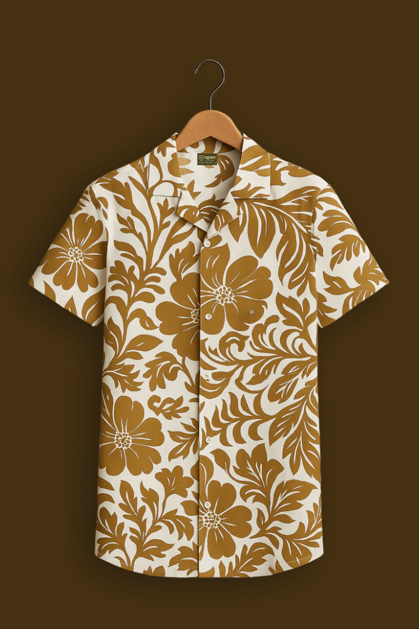 Sky And Brown Printed Half Sleeve Shirt