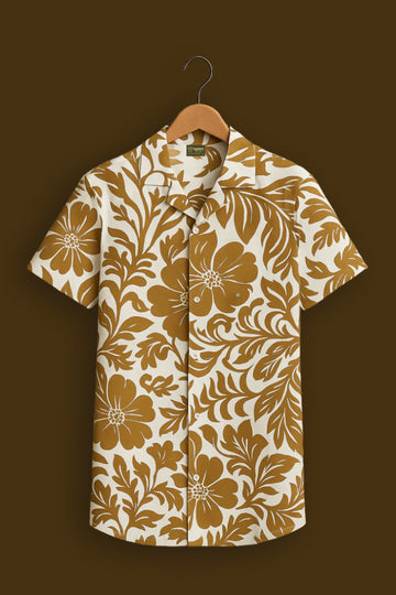 Sky And Brown Printed Half Sleeve Shirt