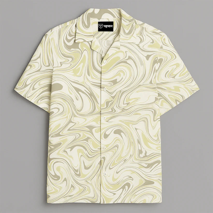 Yellow Marble Printed Half Sleeve Shirt