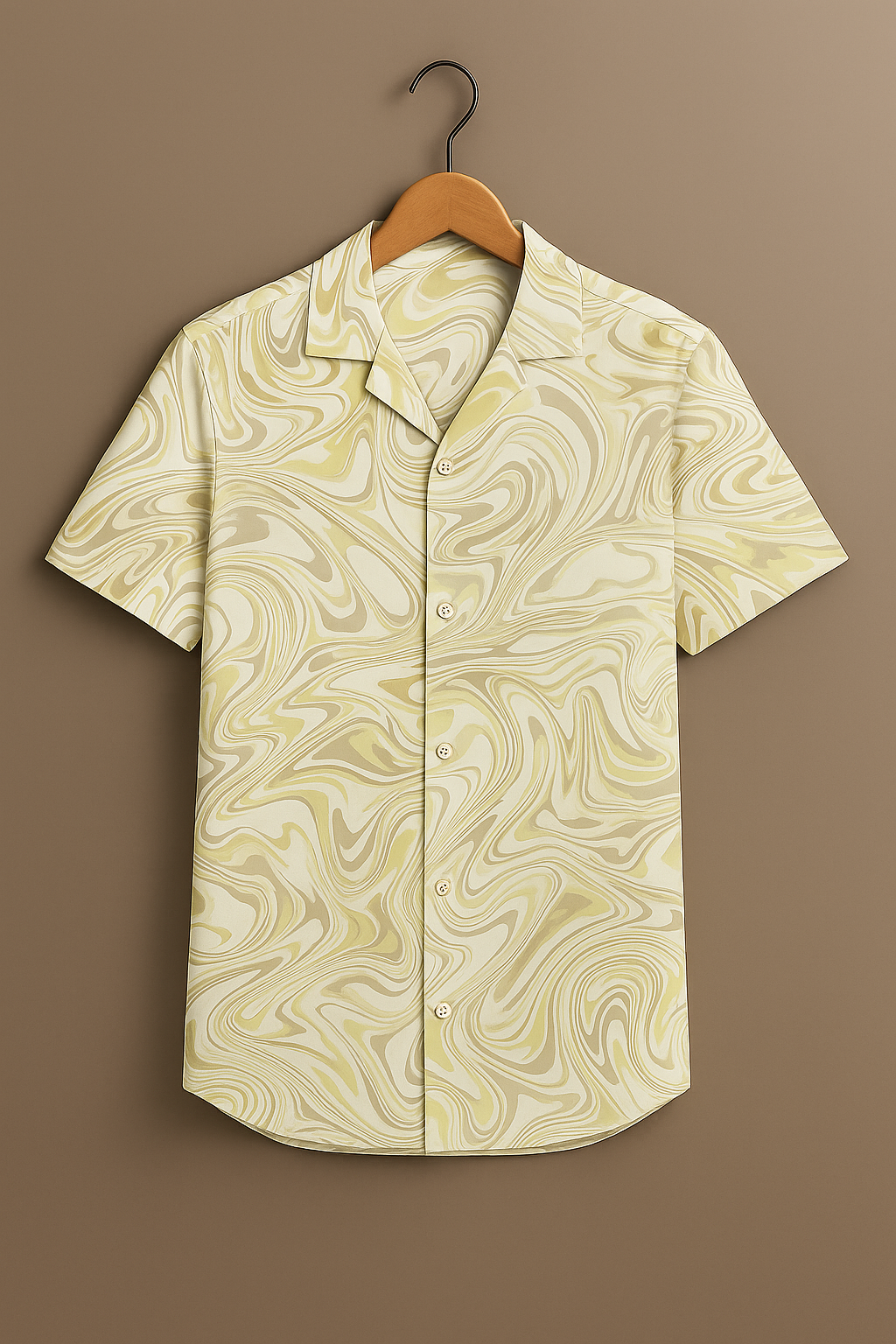 Yellow Marble Printed Half Sleeve Shirt