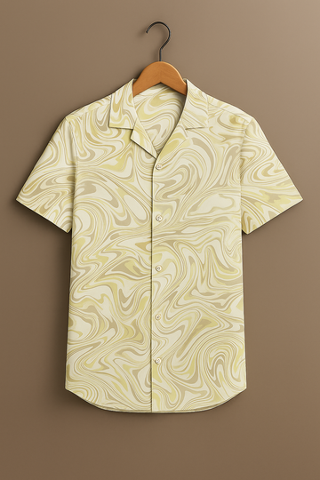 Yellow Marble Printed Half Sleeve Shirt