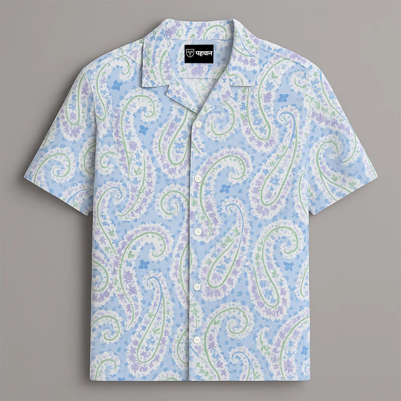 Blue Paisley Printed Half Sleeve Shirt