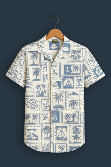 White Printed Half Sleeve Shirt