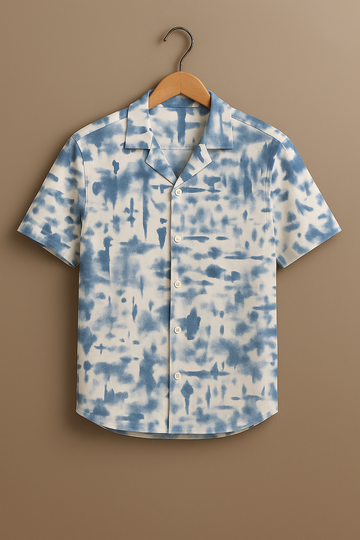 Blue Tie-Dye Cotton Shirt
