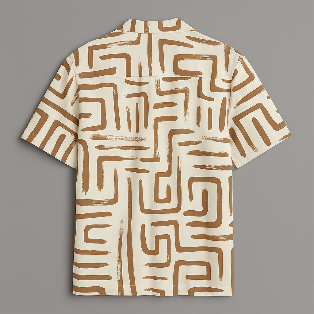 Cream Printed Half Sleeve Shirt