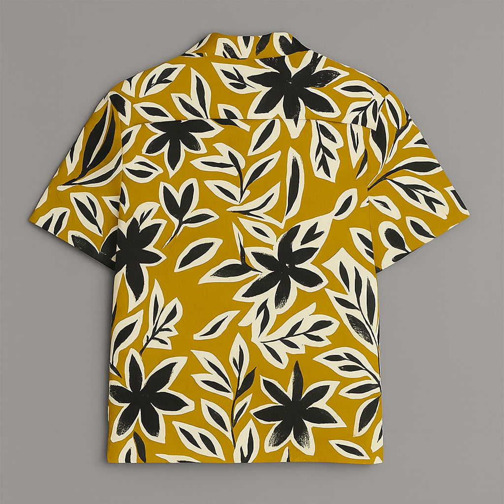 Mustard Printed Half Sleeve Shirt