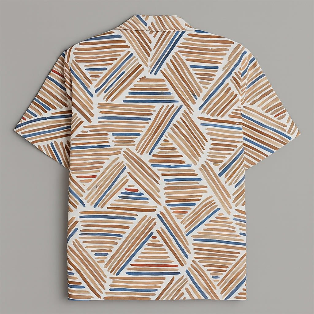 Beige Printed Half Sleeve Shirt